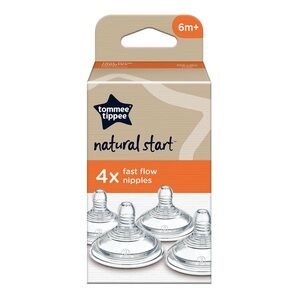 3/$15 🌸 Tommee Tippee Natural Start Fast Flow Nipples 6+ Month 4 Pack Anti Colic